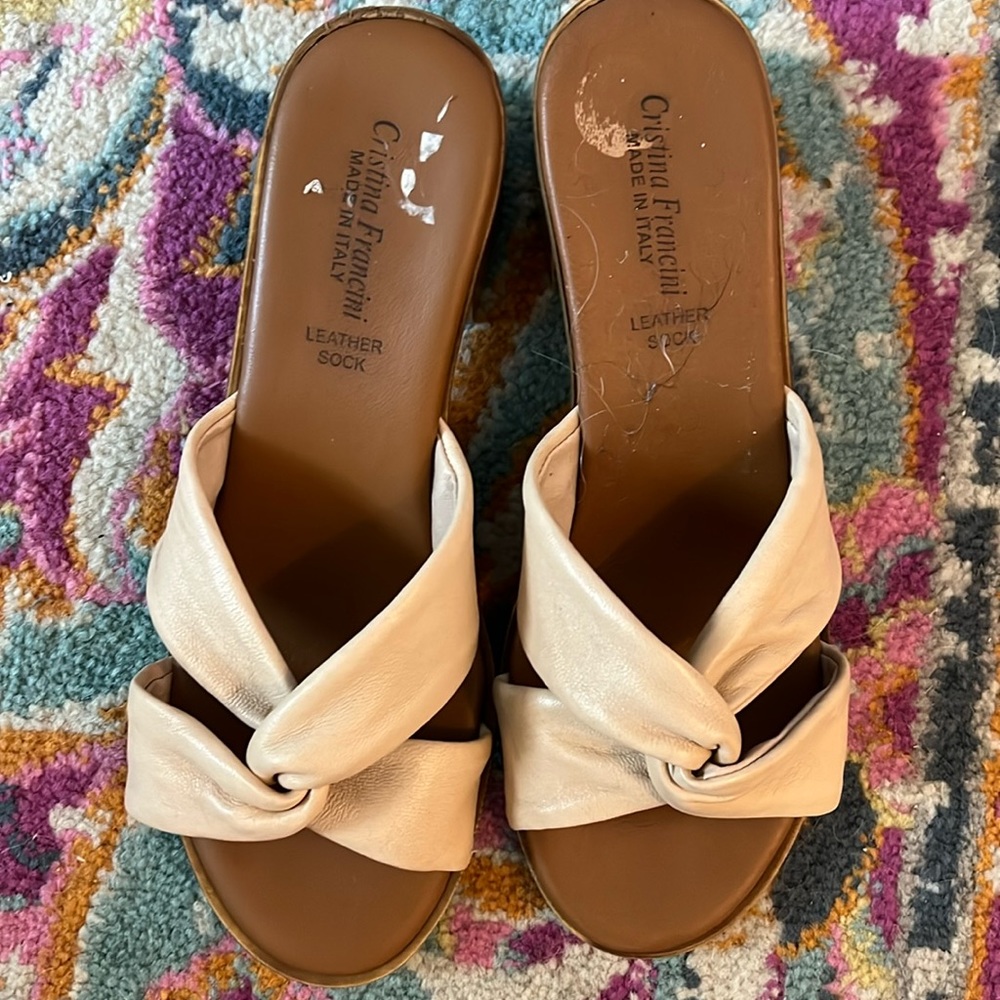 Chronic Francine Knotted cream sandals with heels